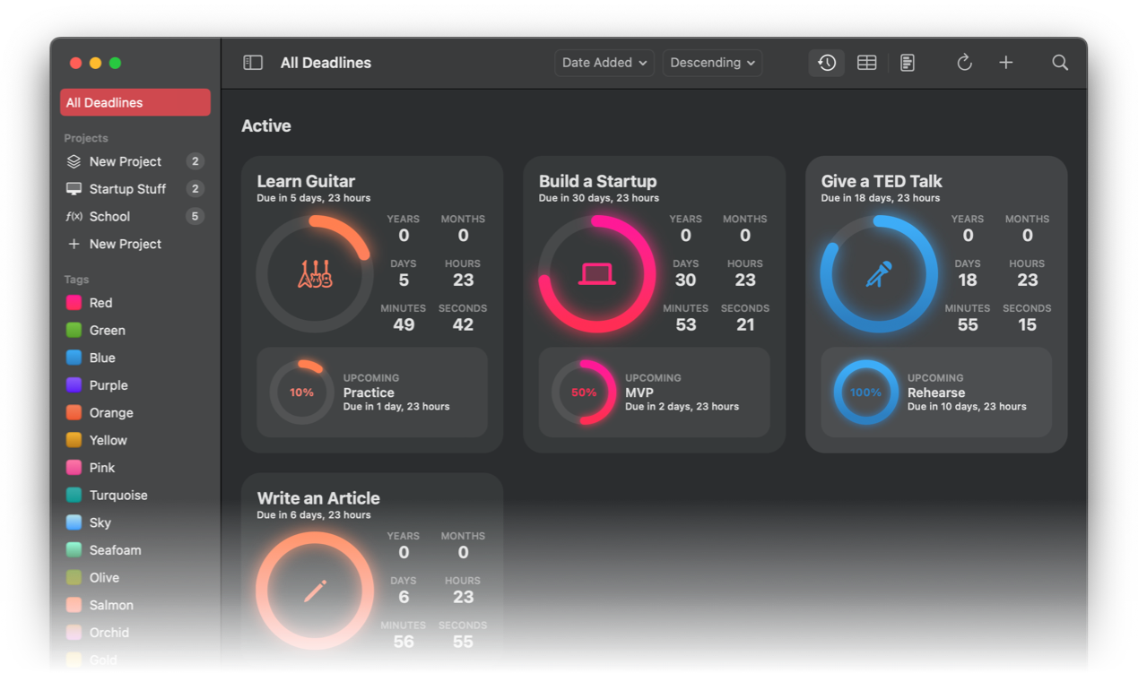 Track your goals and deadlines.